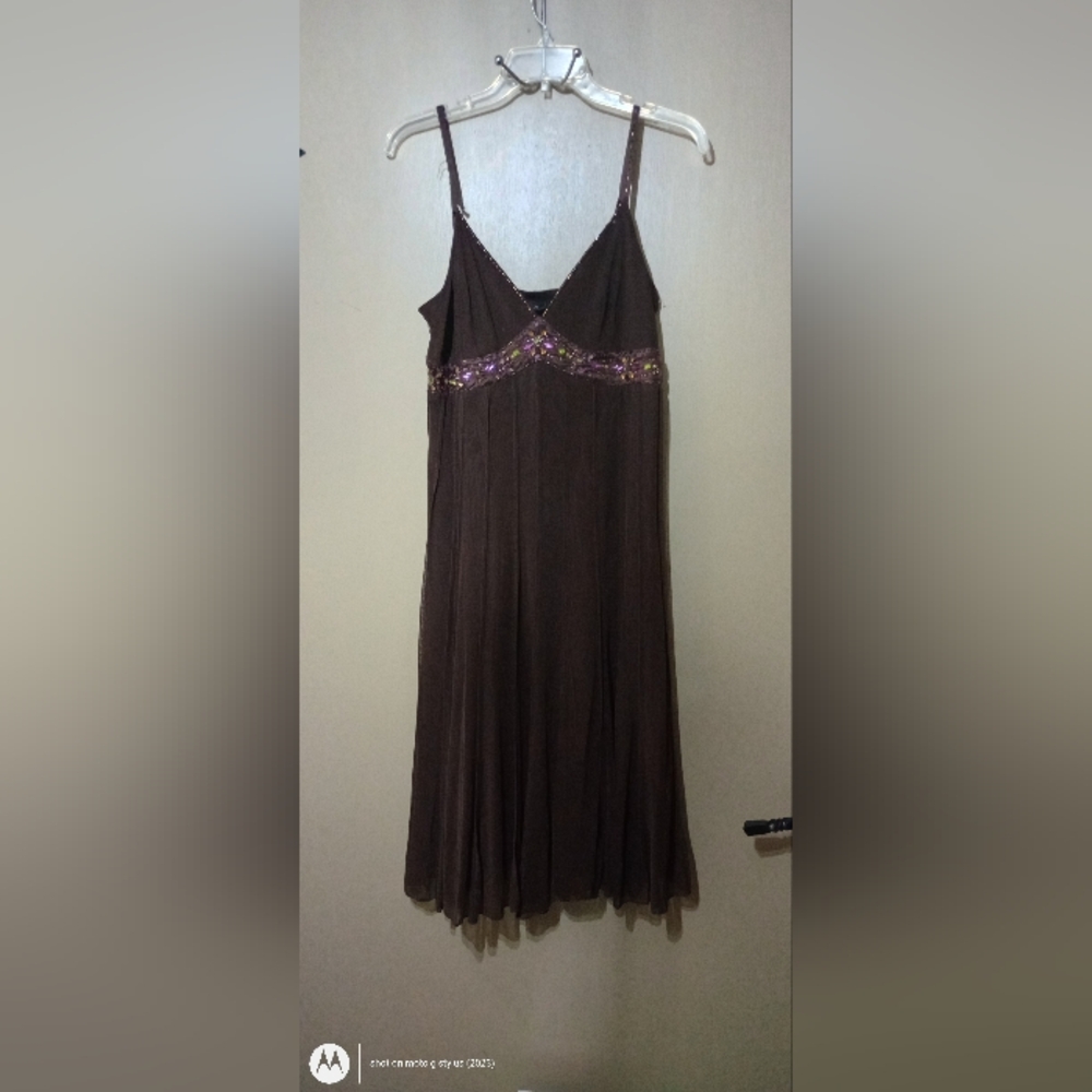 ECI Brown Dress with Purple Accents